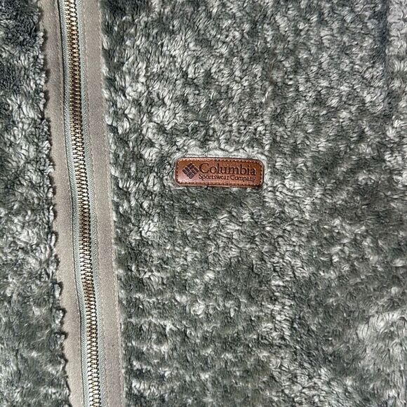 Columbia Fire Side II Sherpa Full Zip Fleece Jacket size M Medium Green - Picture 2 of 9